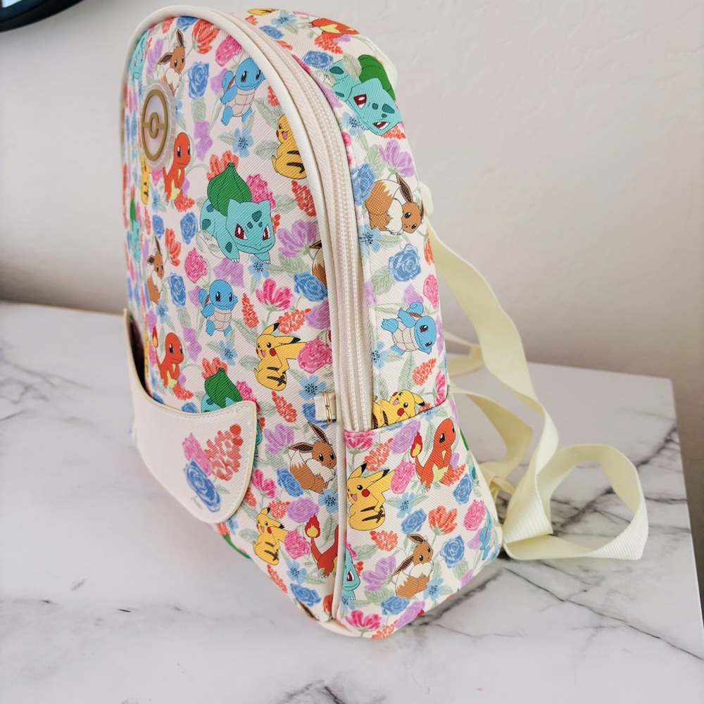 Pokemon Floral Pocket Backpack in White, Pink, Blue, Green, Yellow, Red - Picture 4 of 9